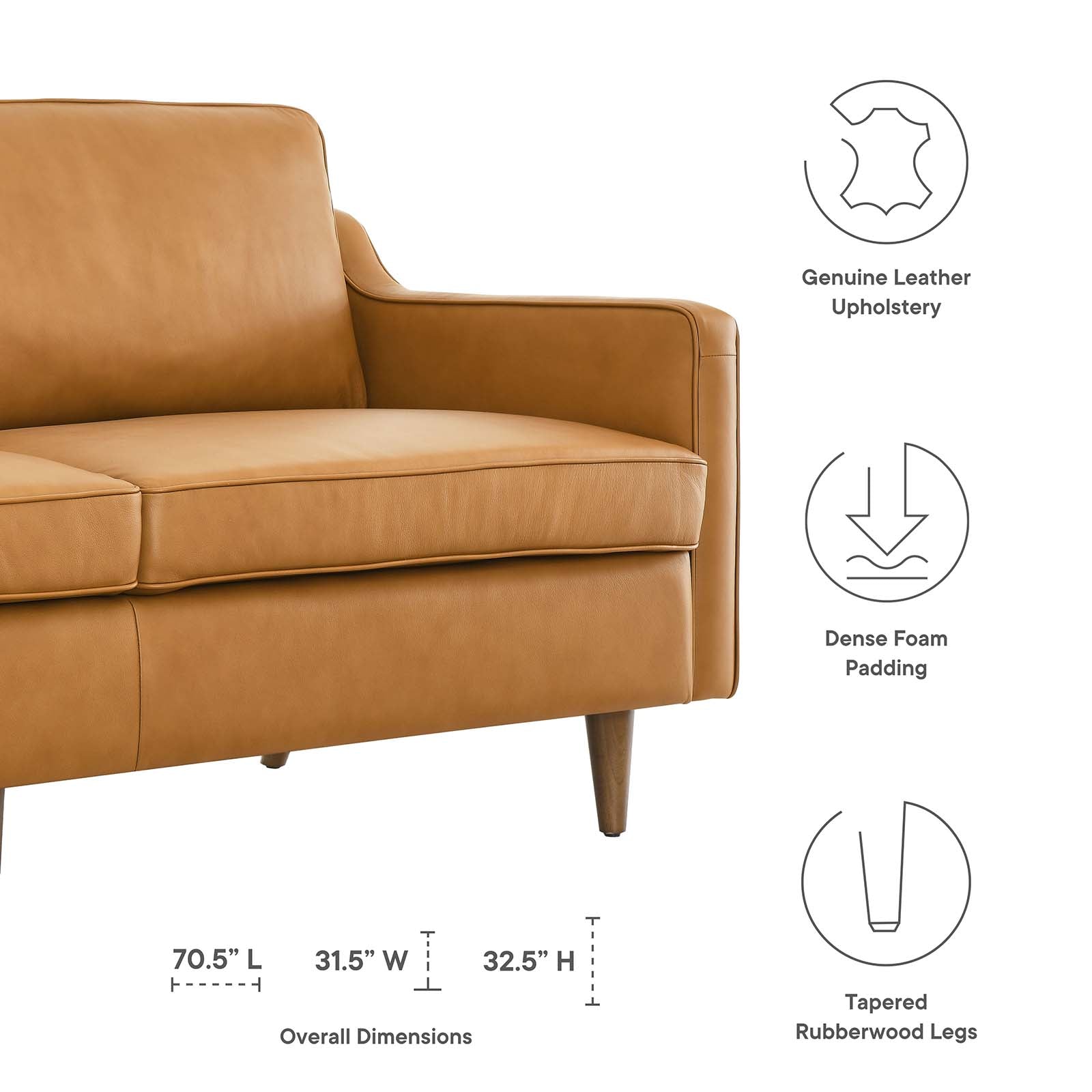 Candice Genuine Leather Sofa