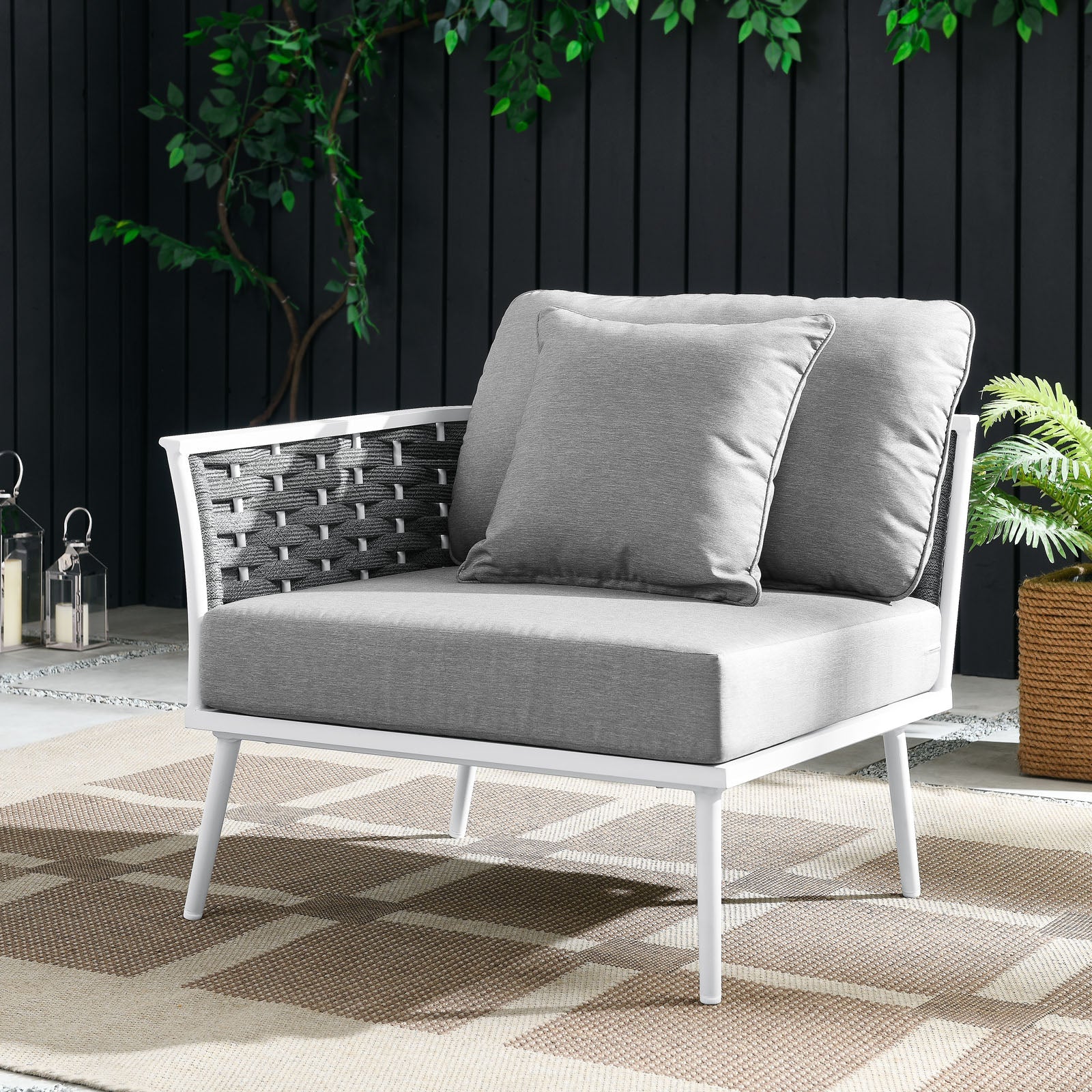 Hanna Outdoor Patio Aluminum Left-Facing Armchair