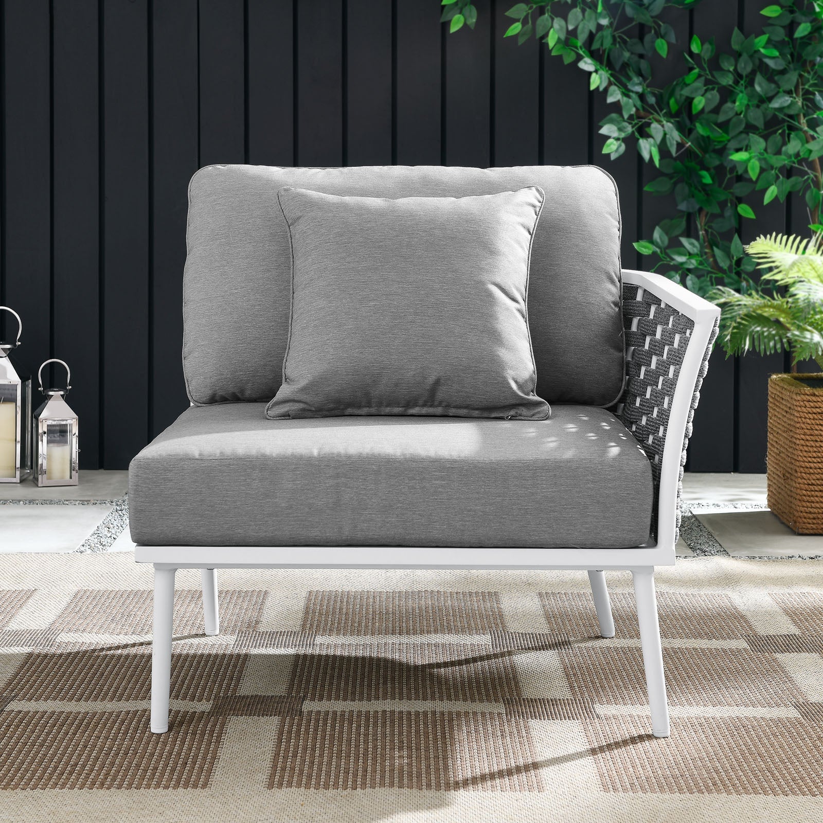 Hanna Outdoor Patio Aluminum Right-Facing Armchair