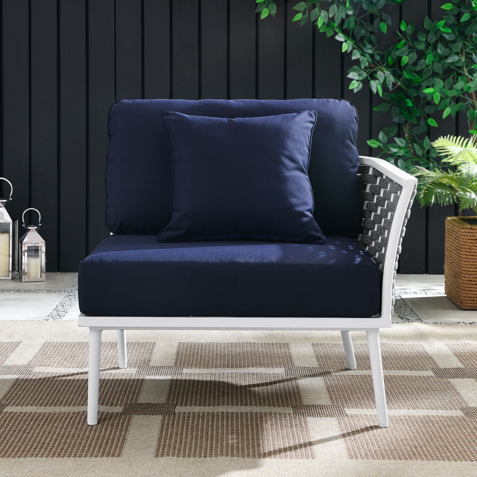 Hanna Outdoor Patio Aluminum Right-Facing Armchair