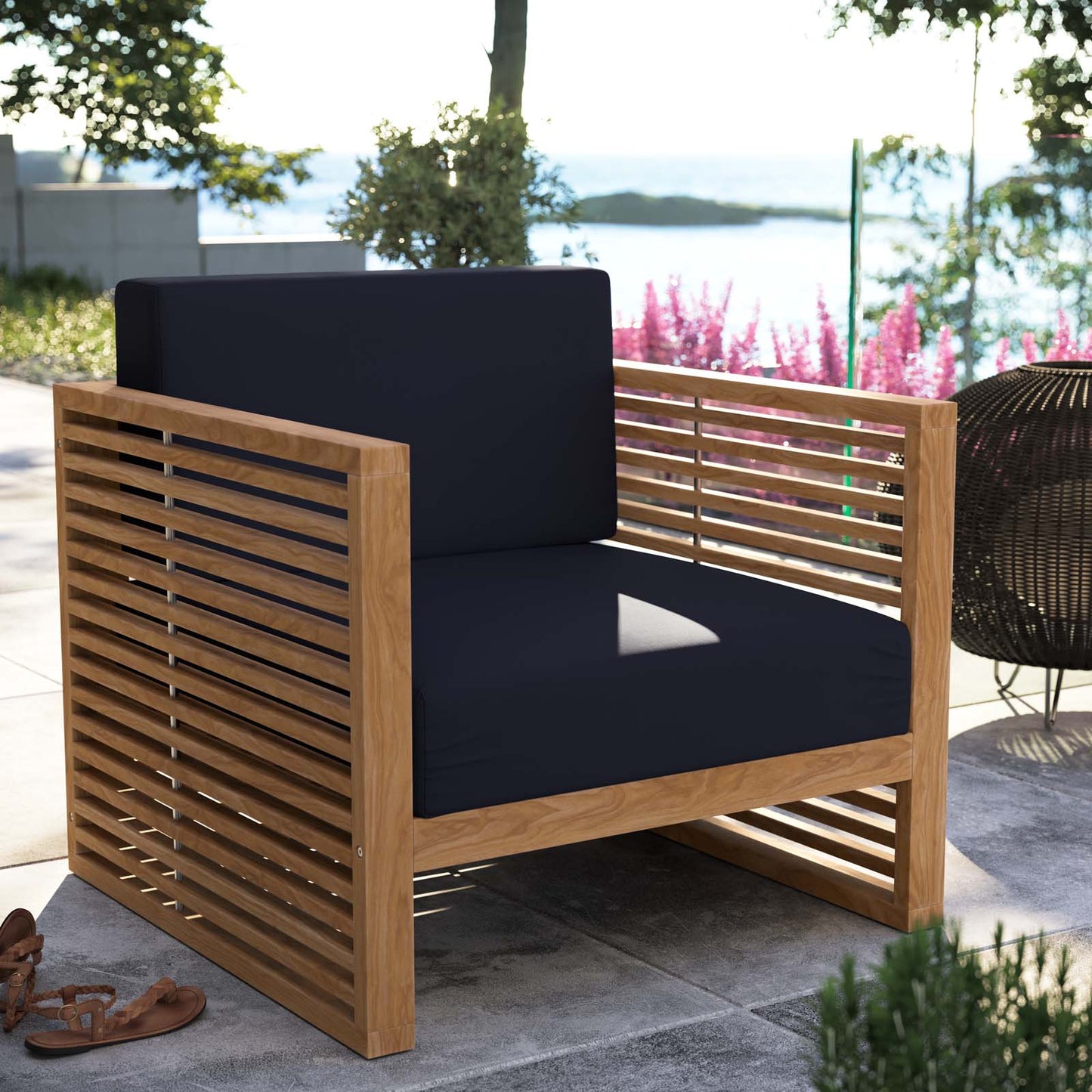 Carri Teak Wood Outdoor Patio Armchair