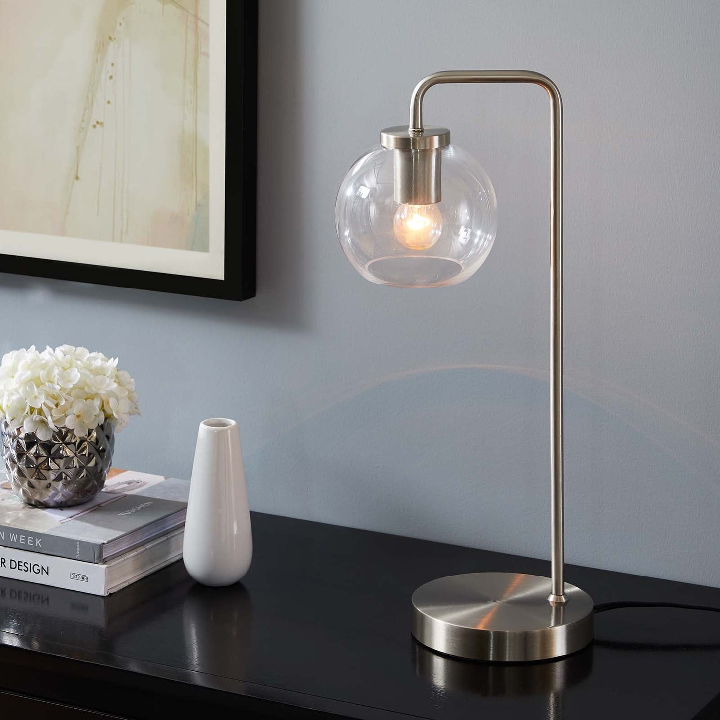 Shiloh Glass Globe and Metal Table Lamp