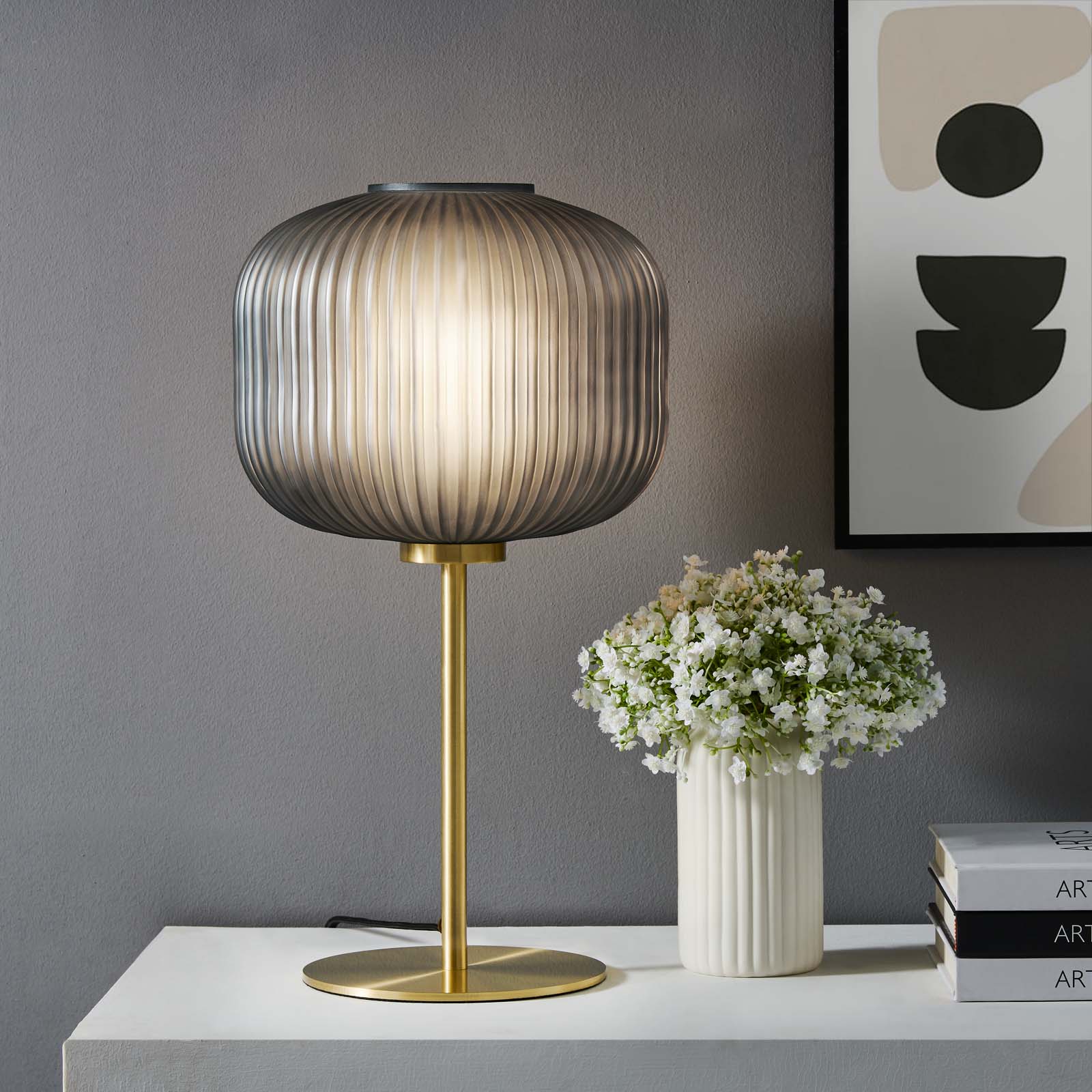 Percy Glass Sphere and Metal Table Lamp