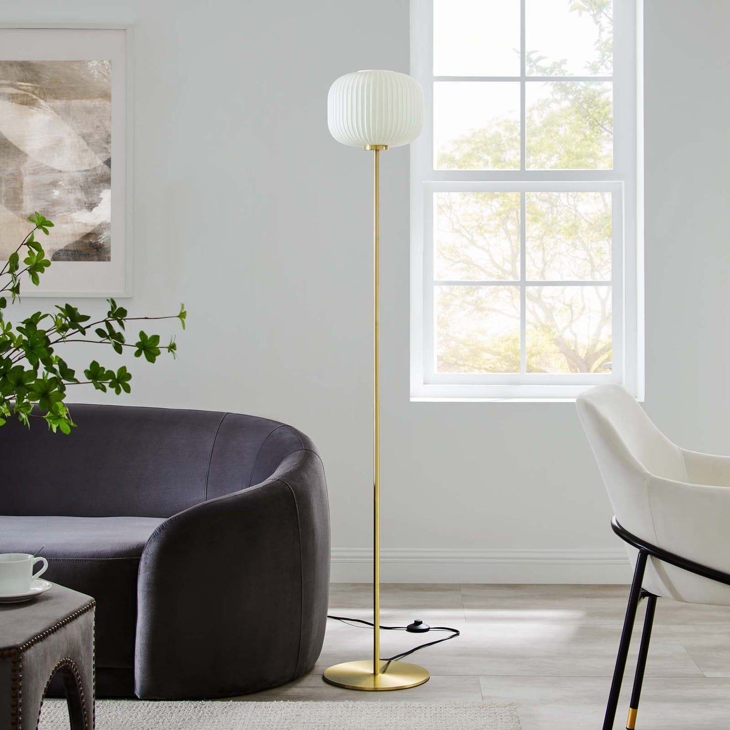 Percy Glass Sphere and Metal Floor Lamp