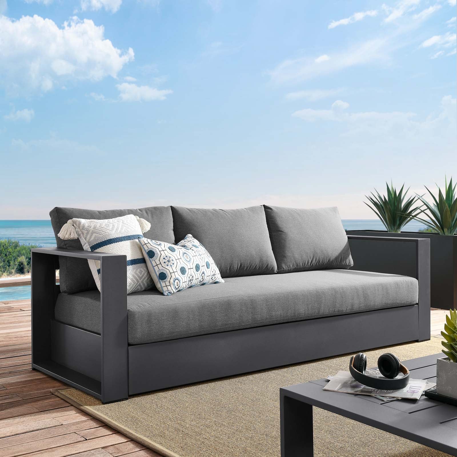 Tammy Outdoor Patio Powder-Coated Aluminum Sofa