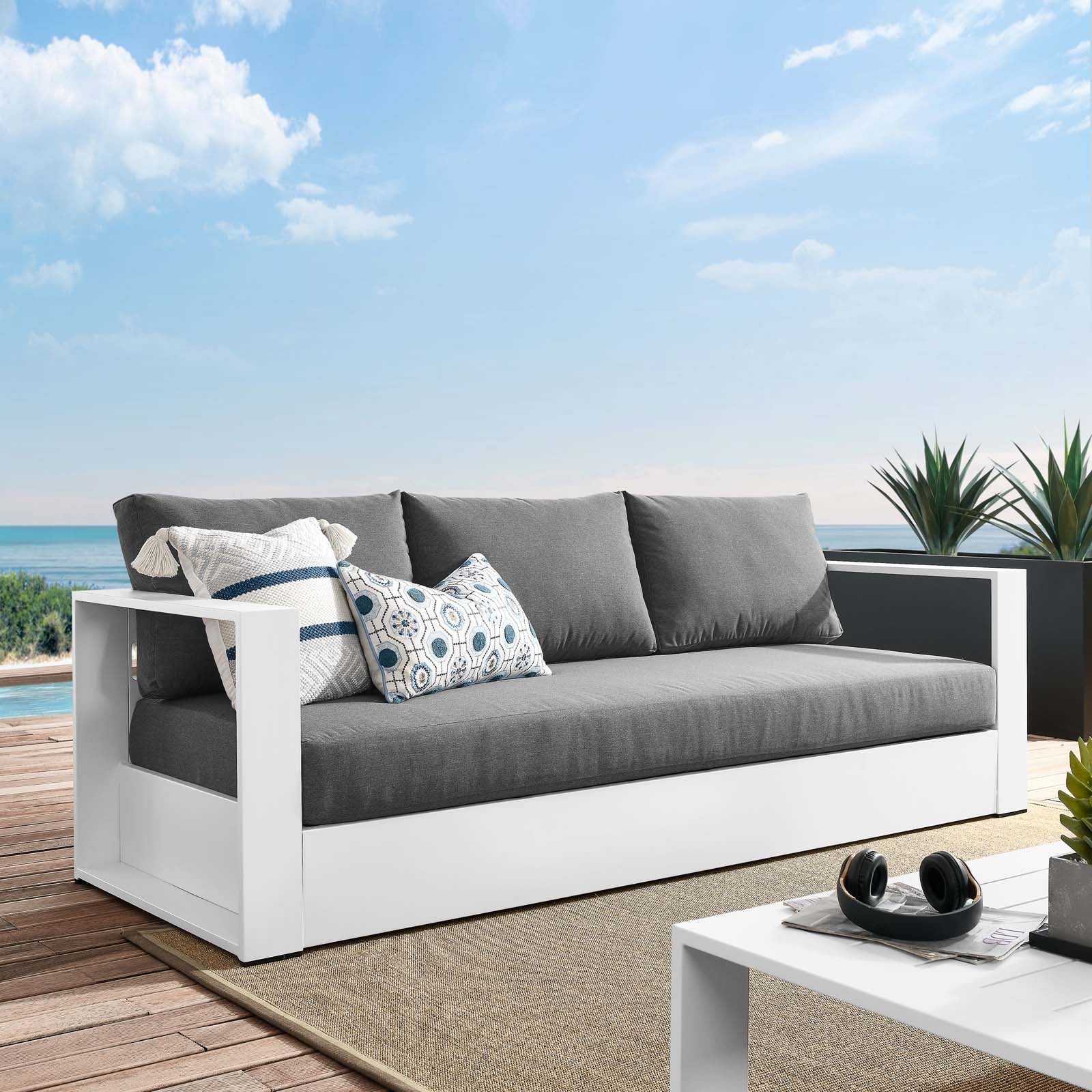 Tammy Outdoor Patio Powder-Coated Aluminum Sofa