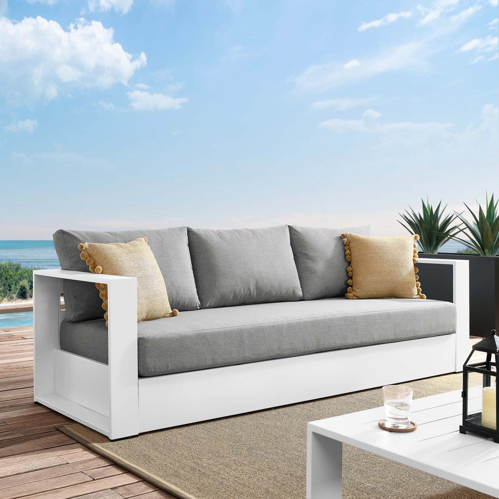 Tammy Outdoor Patio Powder-Coated Aluminum Sofa