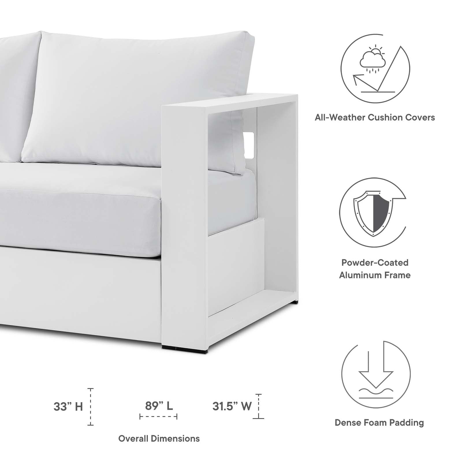 Tammy Outdoor Patio Powder-Coated Aluminum Sofa