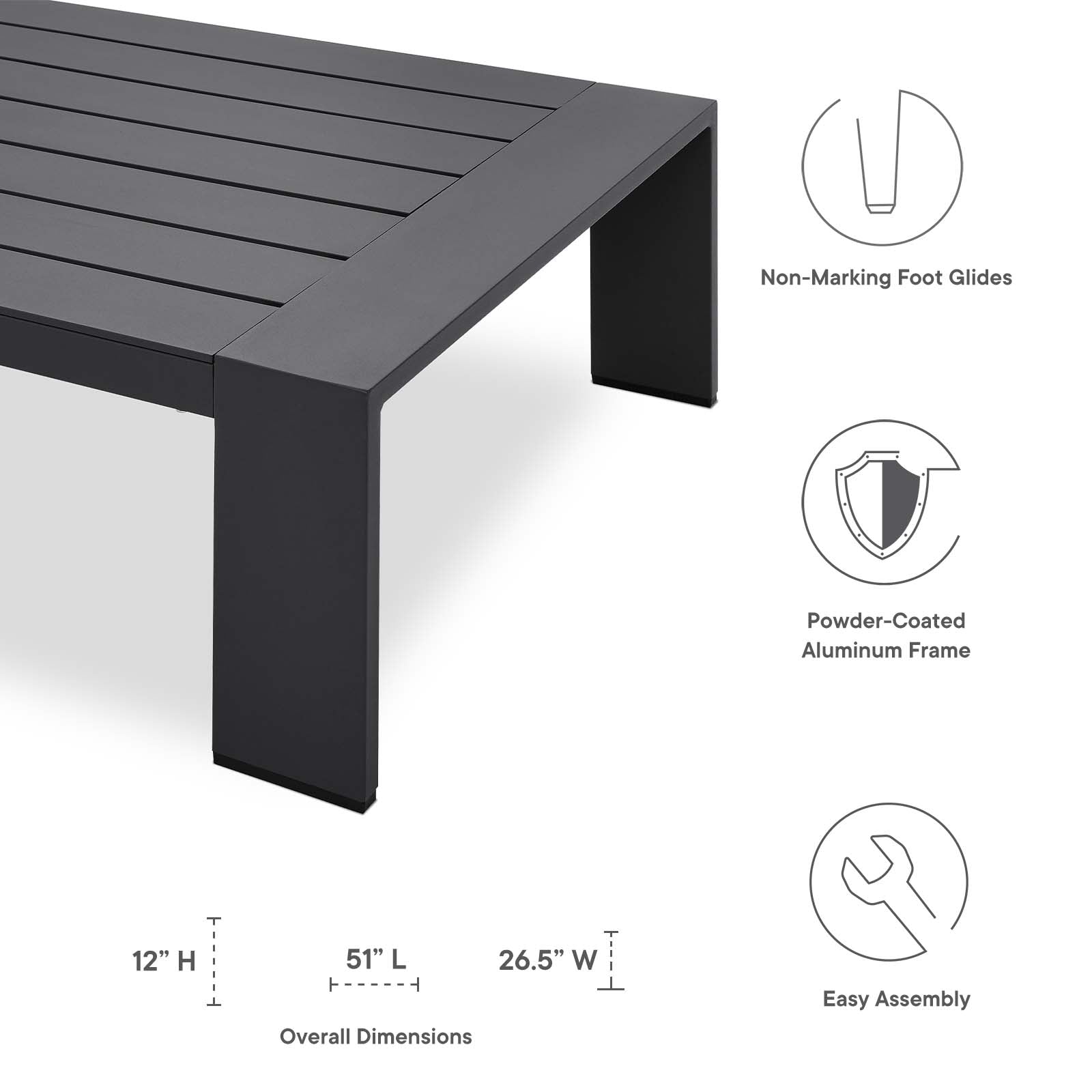 Tammy Outdoor Patio Powder-Coated Aluminum Coffee Table