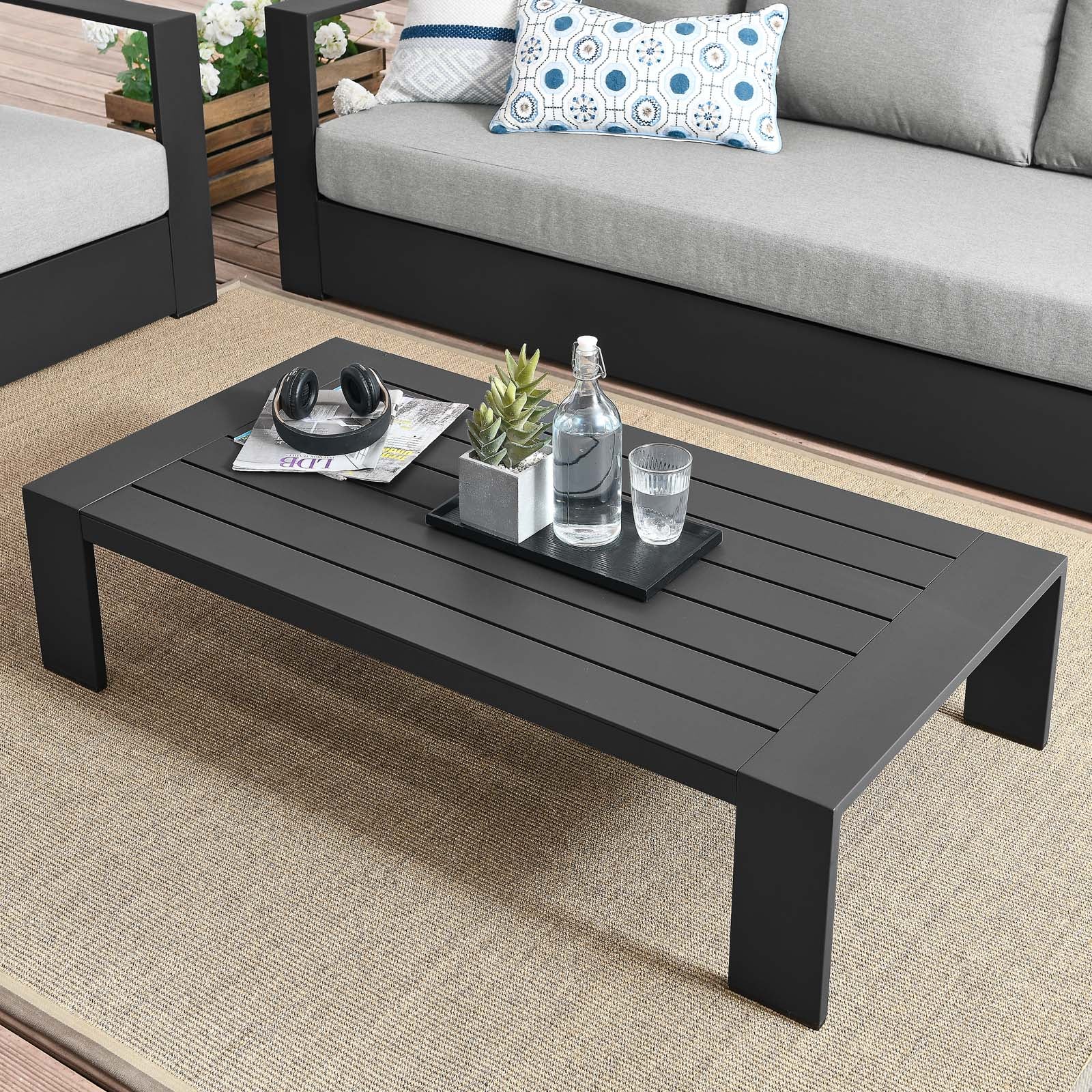 Tammy Outdoor Patio Powder-Coated Aluminum Coffee Table