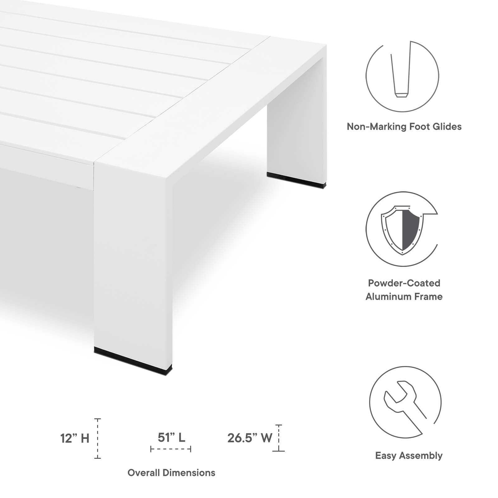 Tammy Outdoor Patio Powder-Coated Aluminum Coffee Table