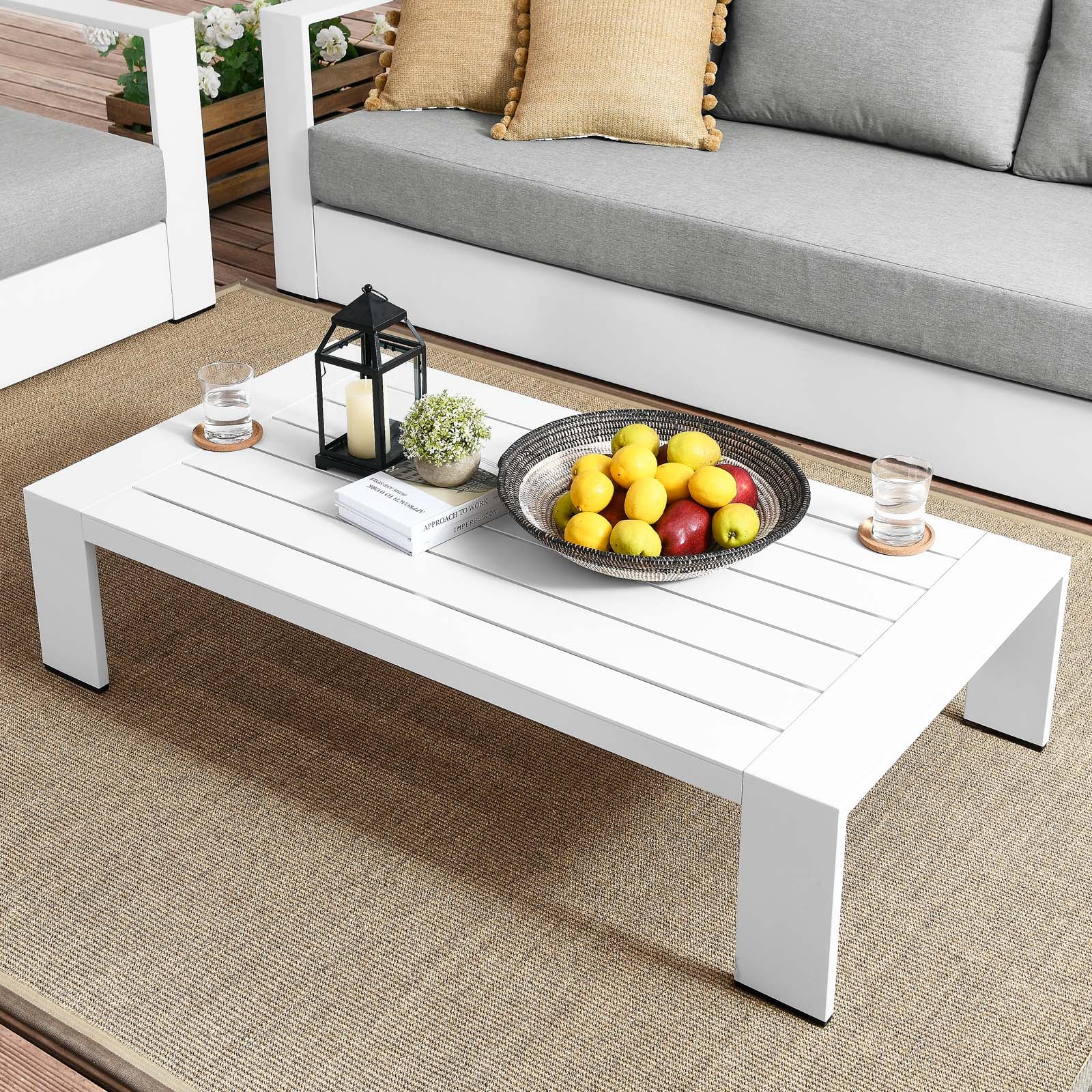 Tammy Outdoor Patio Powder-Coated Aluminum Coffee Table