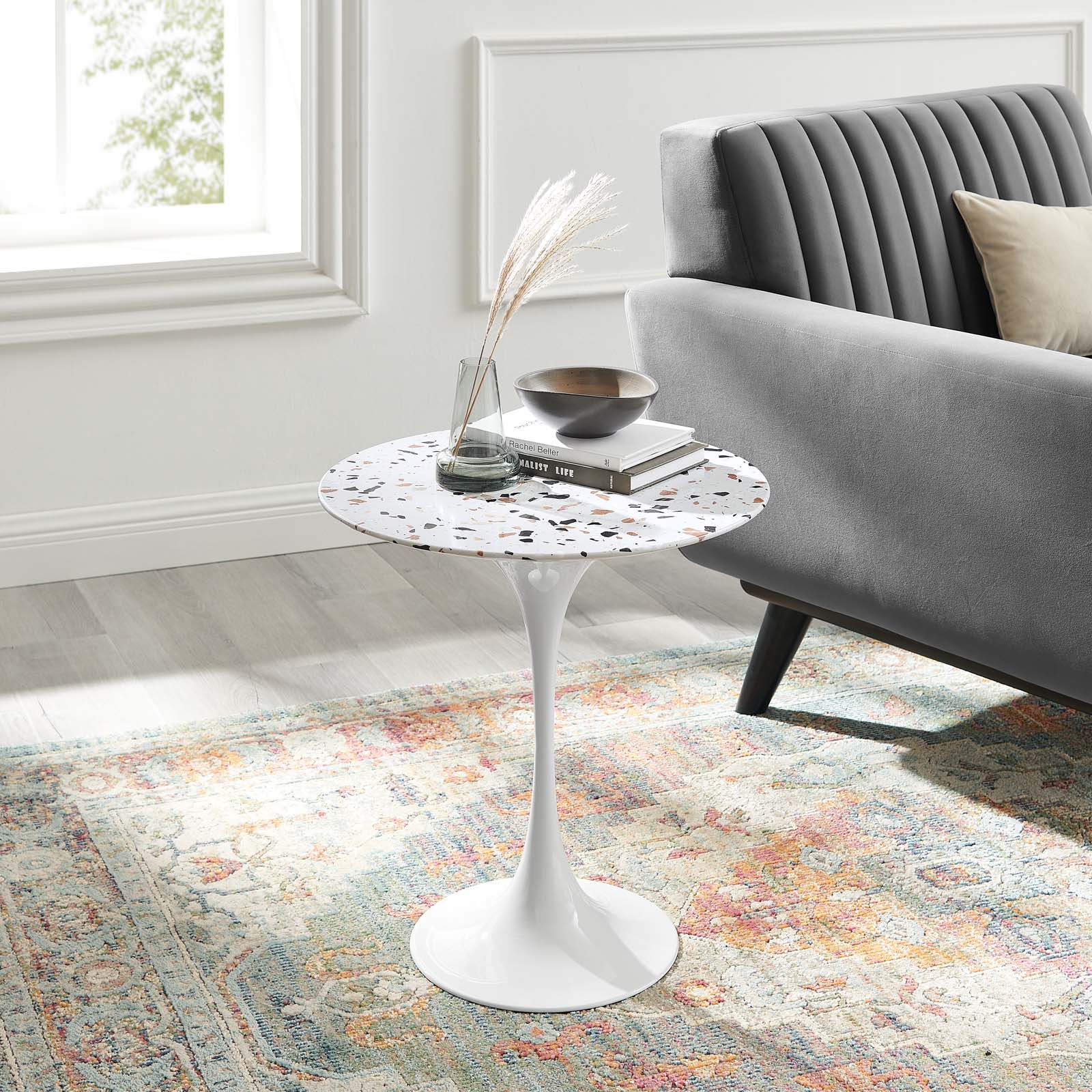 Tulip Style 20" Round Terrazzo Side Table