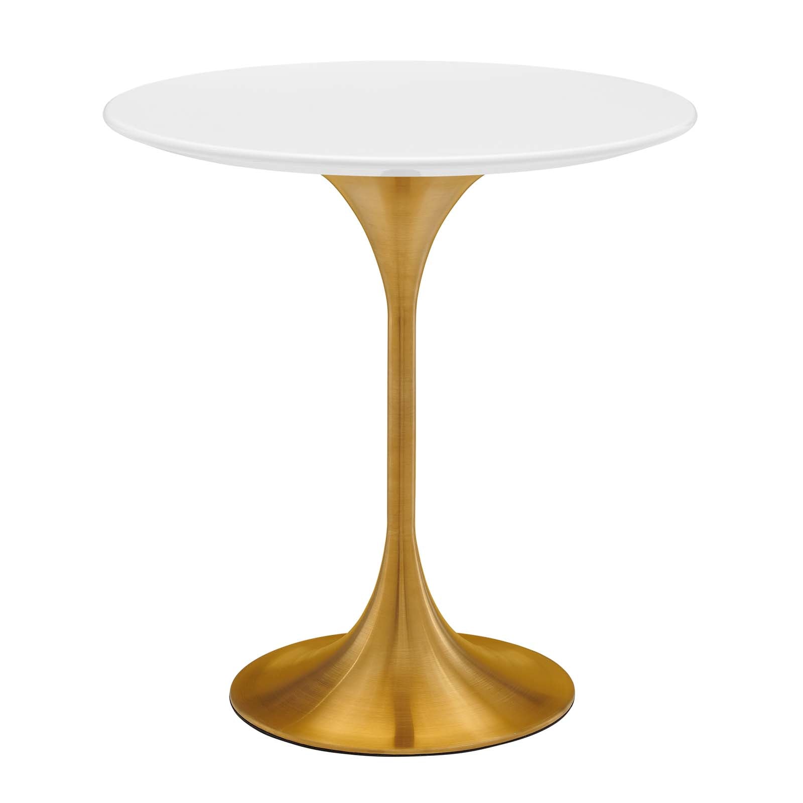 Tulip Style 20" Round Side Table - White & Gold Base