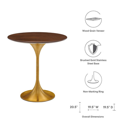 Tulip Style 20" Round Side Table - Gold Base