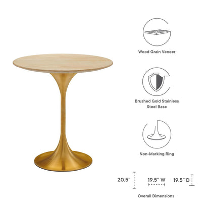 Tulip Style 20" Round Side Table - Gold Base