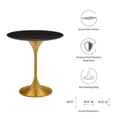 Tulip Style 20" Round Side Table - Gold Base