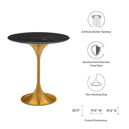 Tulip Style 20" Round Artificial Marble Side Table
