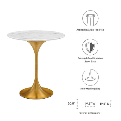 Tulip Style 20" Round Artificial Marble Side Table