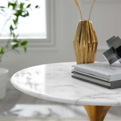 Tulip Style 20" Round Artificial Marble Side Table