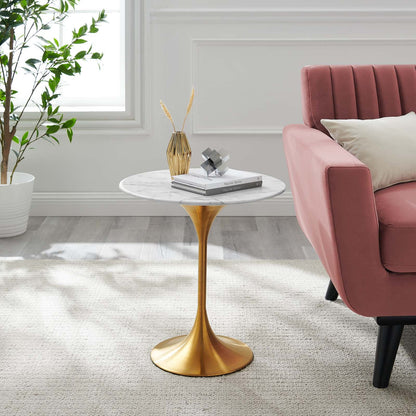 Tulip Style 20" Round Artificial Marble Side Table