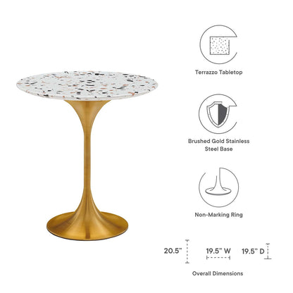 Tulip Style 20" Round Terrazzo Side Table