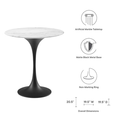 Tulip Style 20" Round Artificial Marble Side Table