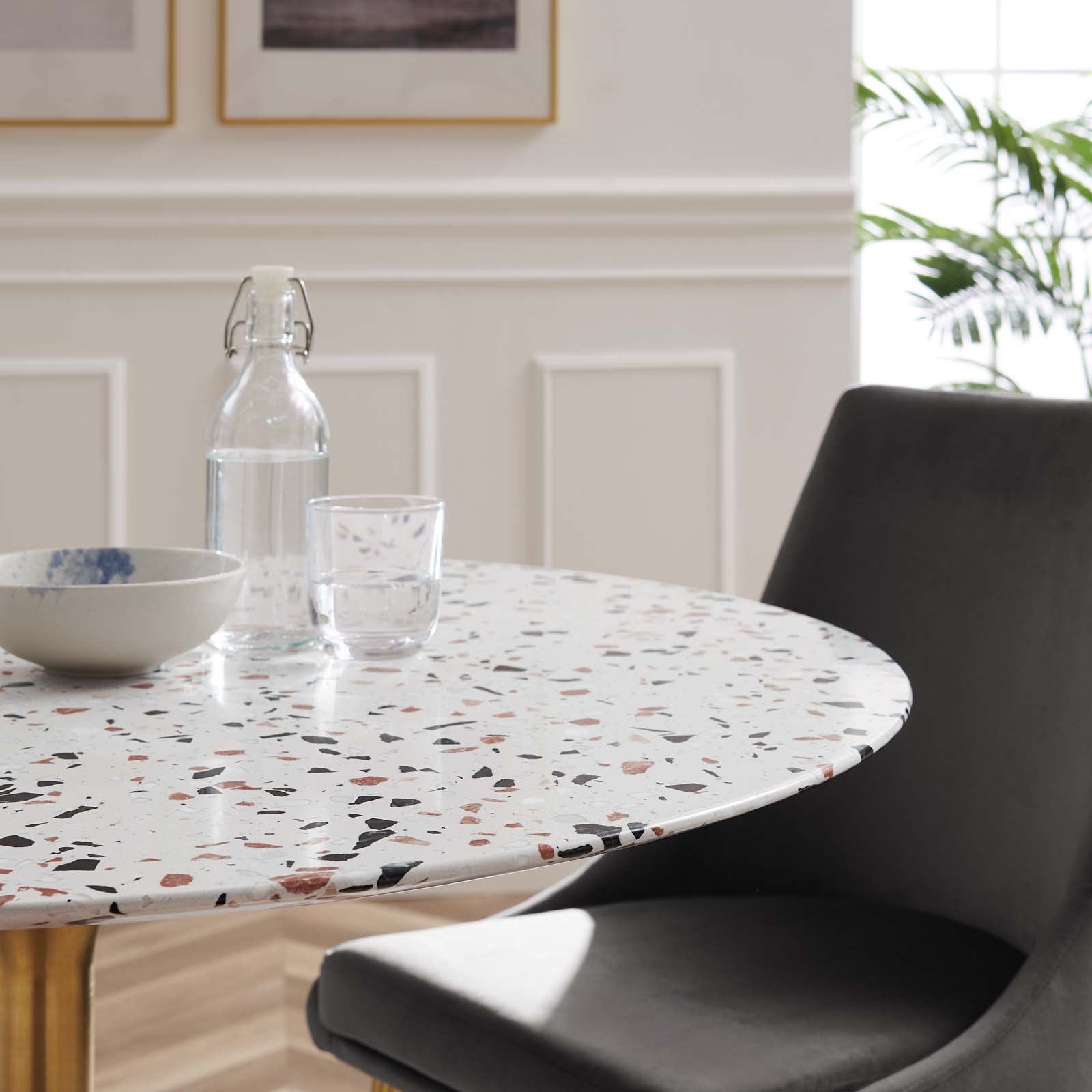 Tulip Style 40" Round Terrazzo Dining Table