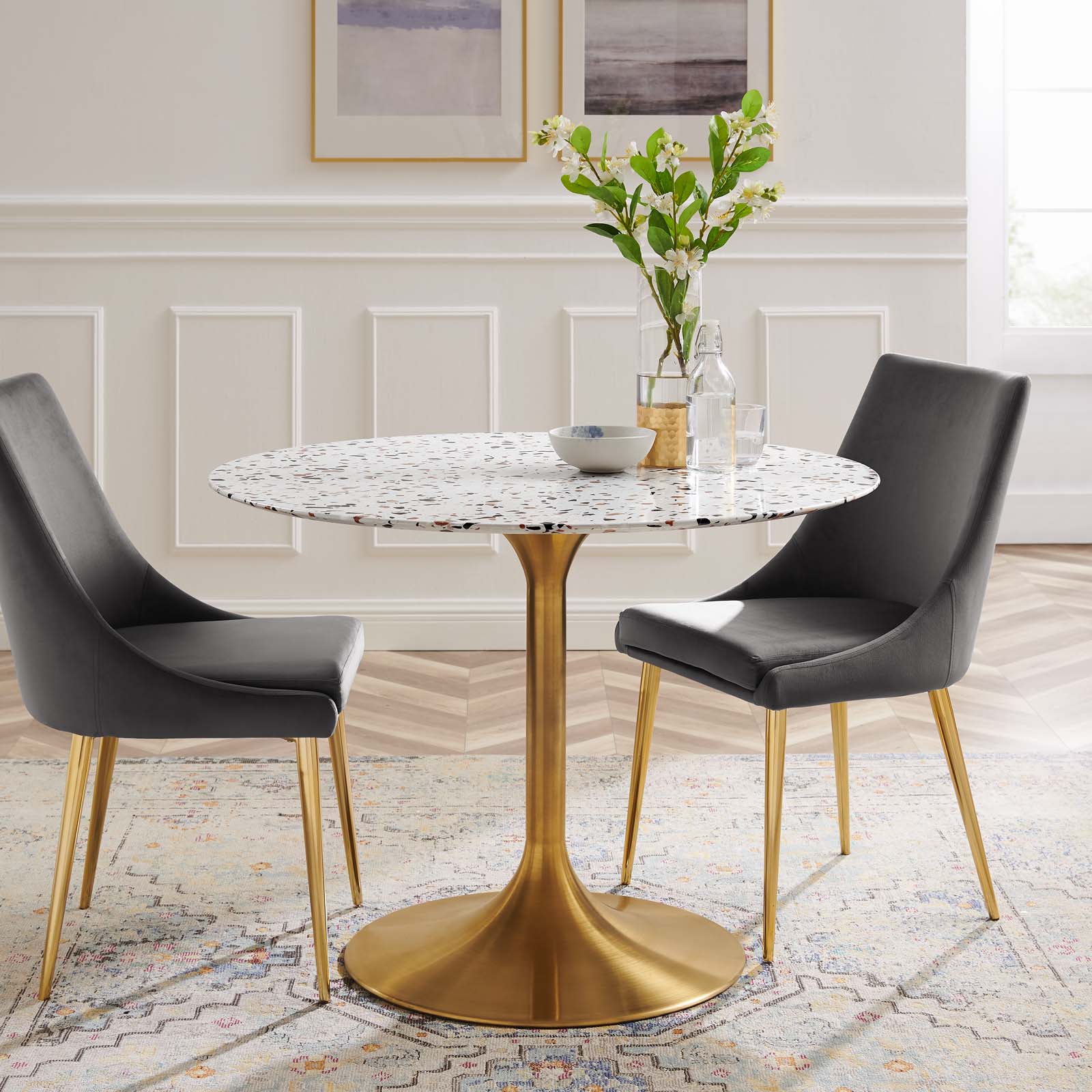 Tulip Style 40" Round Terrazzo Dining Table