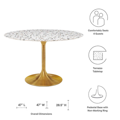 Tulip Style 47" Round Terrazzo Dining Table