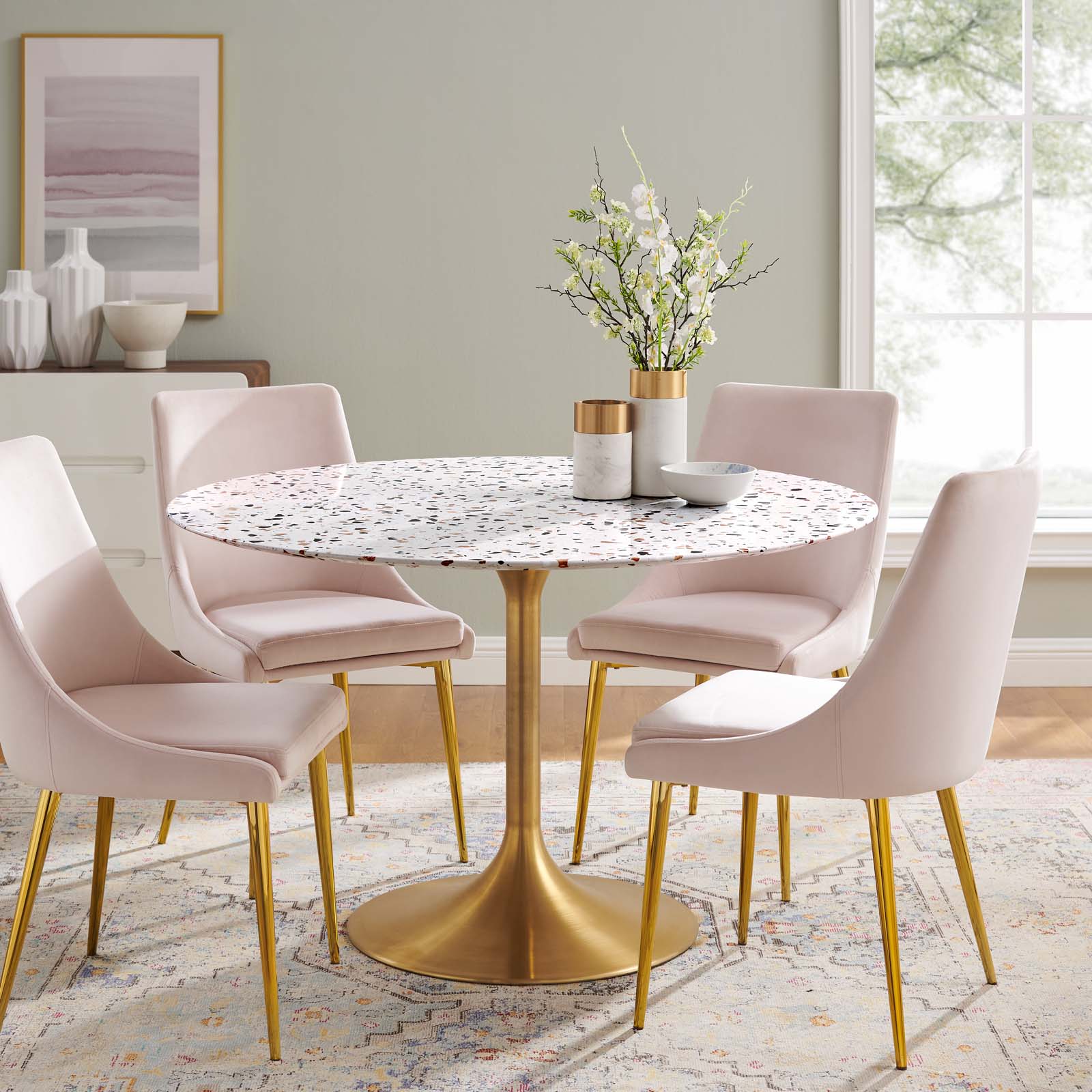 Tulip Style 47" Round Terrazzo Dining Table