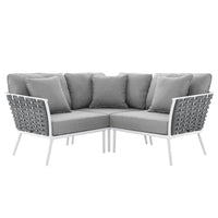 Hanna Outdoor Patio Aluminum Small Sectional Sofa