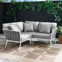 Hanna Outdoor Patio Aluminum Small Sectional Sofa