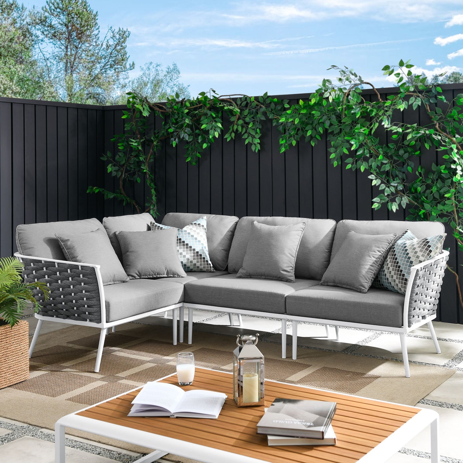 Hanna Outdoor Patio Aluminum Large Sectional Sofa