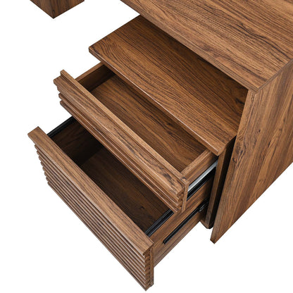 Render Wood Desk and File Cabinet Set