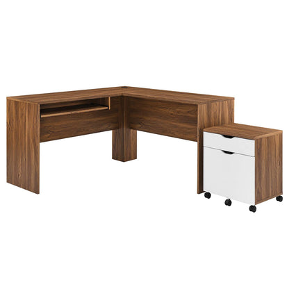 Visualize Wood Office Desk and File Cabinet Set