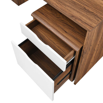 Visualize Wood Office Desk and File Cabinet Set