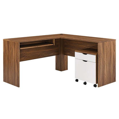 Visualize Wood Office Desk and File Cabinet Set