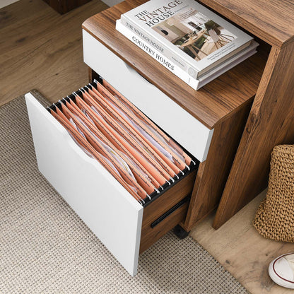 Visualize Wood Office Desk and File Cabinet Set