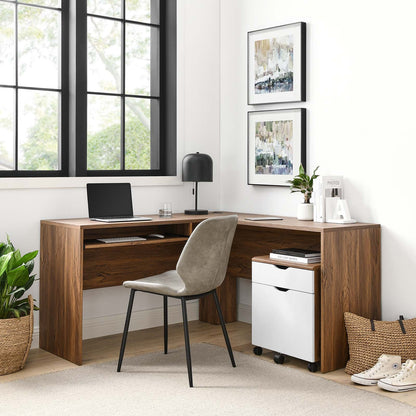 Visualize Wood Office Desk and File Cabinet Set
