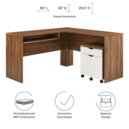 Visualize Wood Office Desk and File Cabinet Set