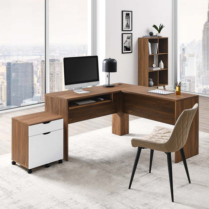Visualize Wood Office Desk and File Cabinet Set