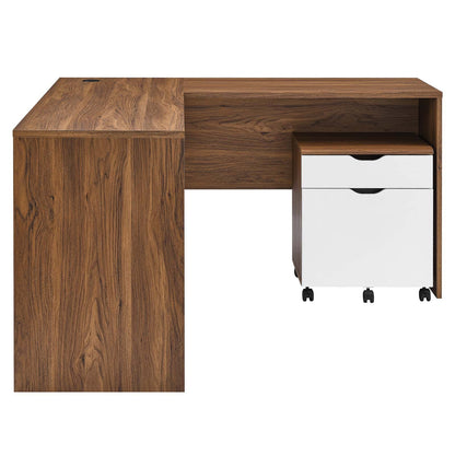 Visualize Wood Office Desk and File Cabinet Set