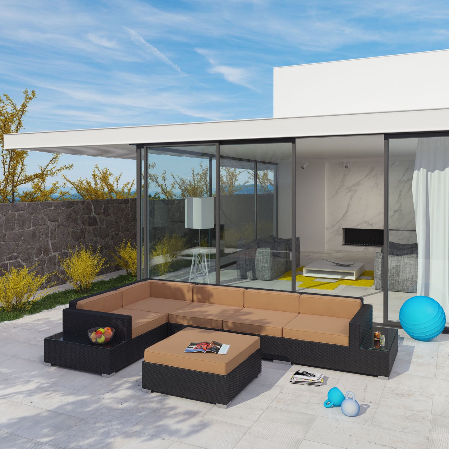 Lighthouse 6 Piece Outdoor Patio Sectional Set - living-essentials