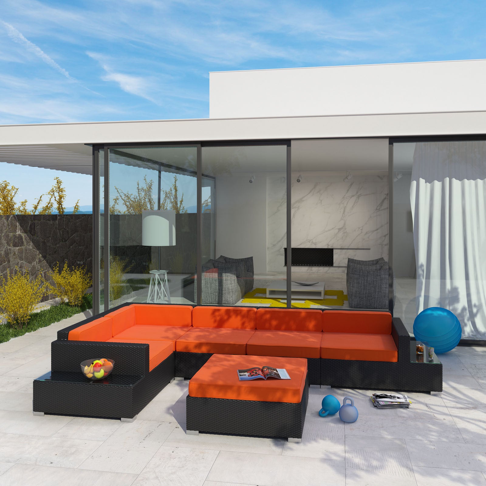 Lighthouse 6 Piece Outdoor Patio Sectional Set - living-essentials