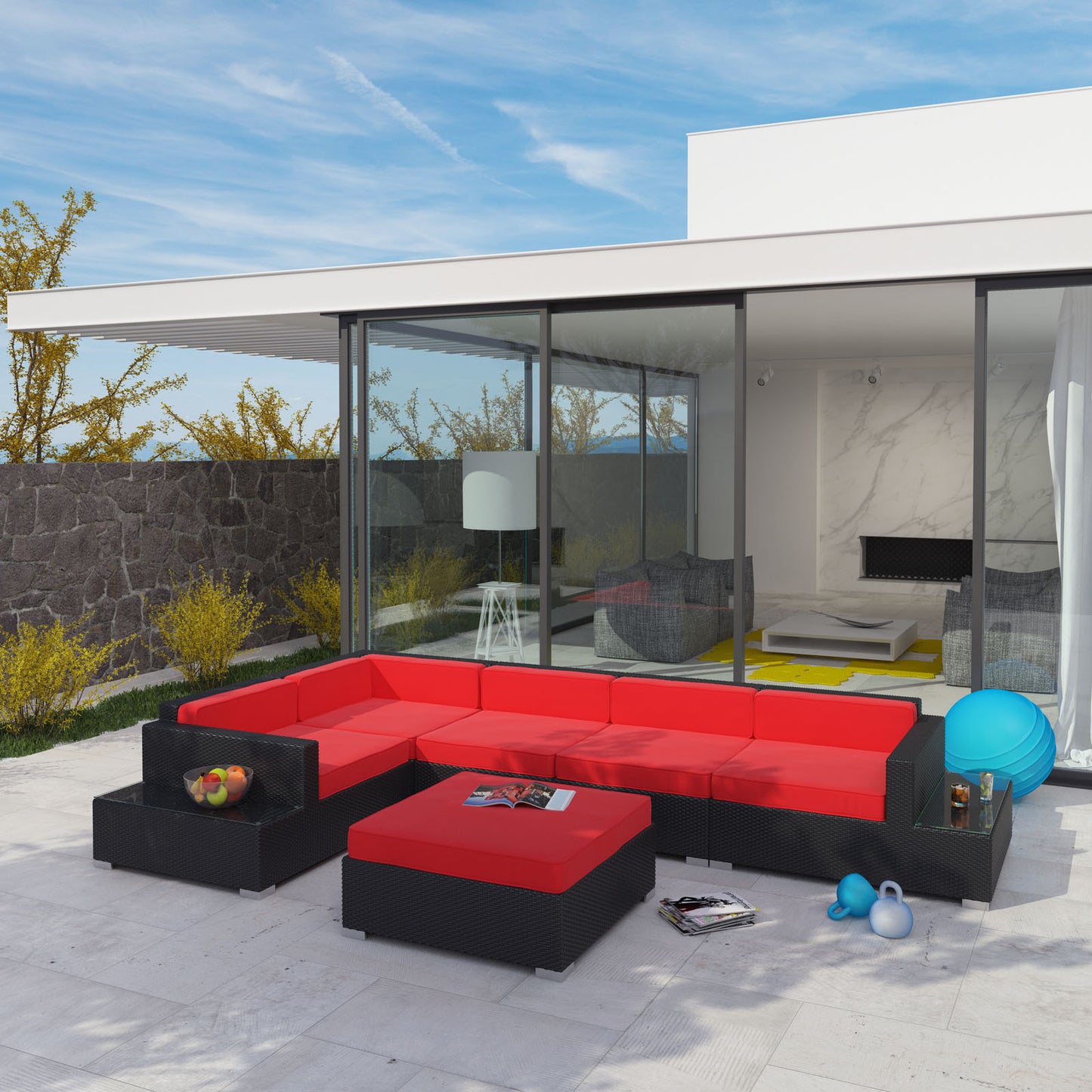 Lighthouse 6 Piece Outdoor Patio Sectional Set - living-essentials