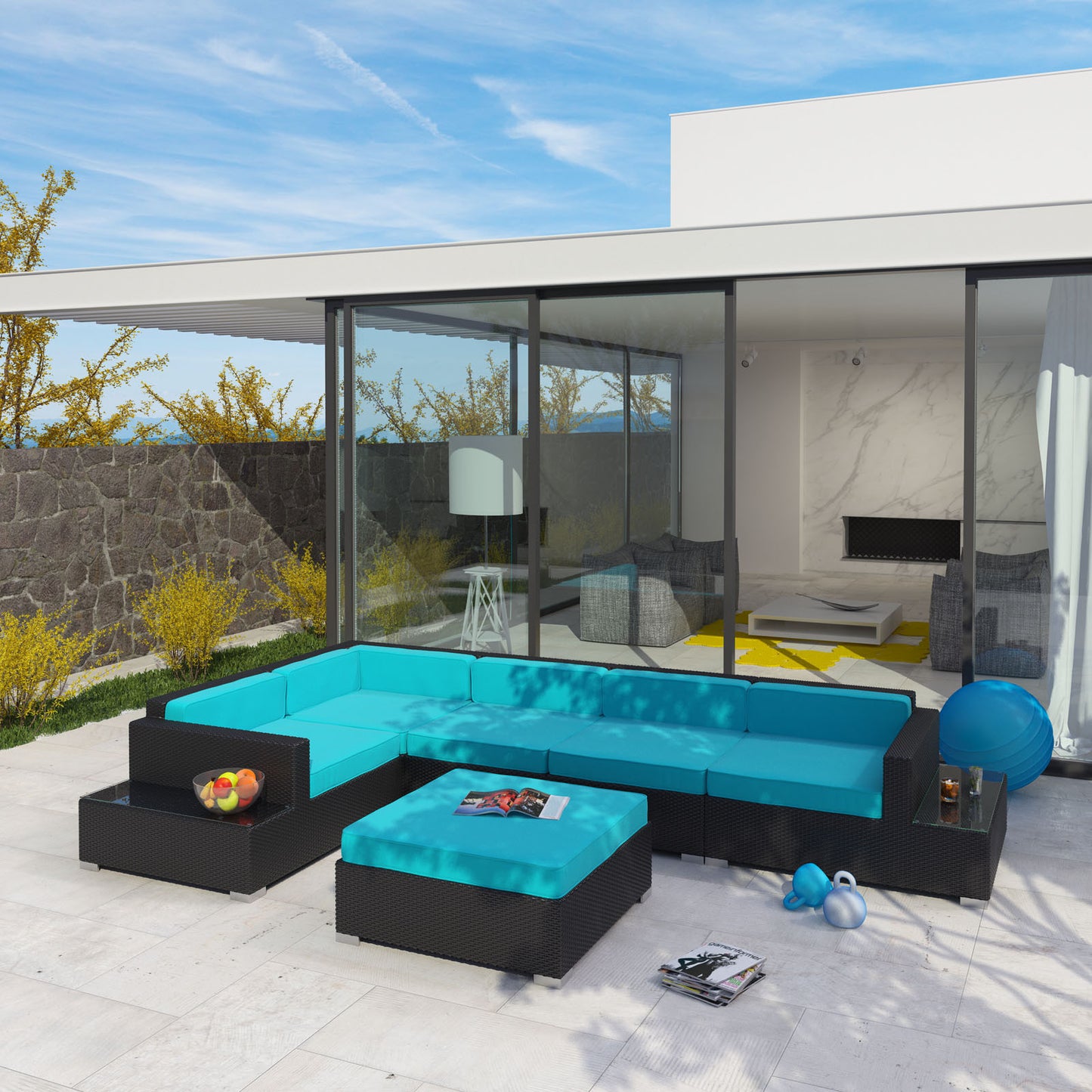 Lighthouse 6 Piece Outdoor Patio Sectional Set - living-essentials