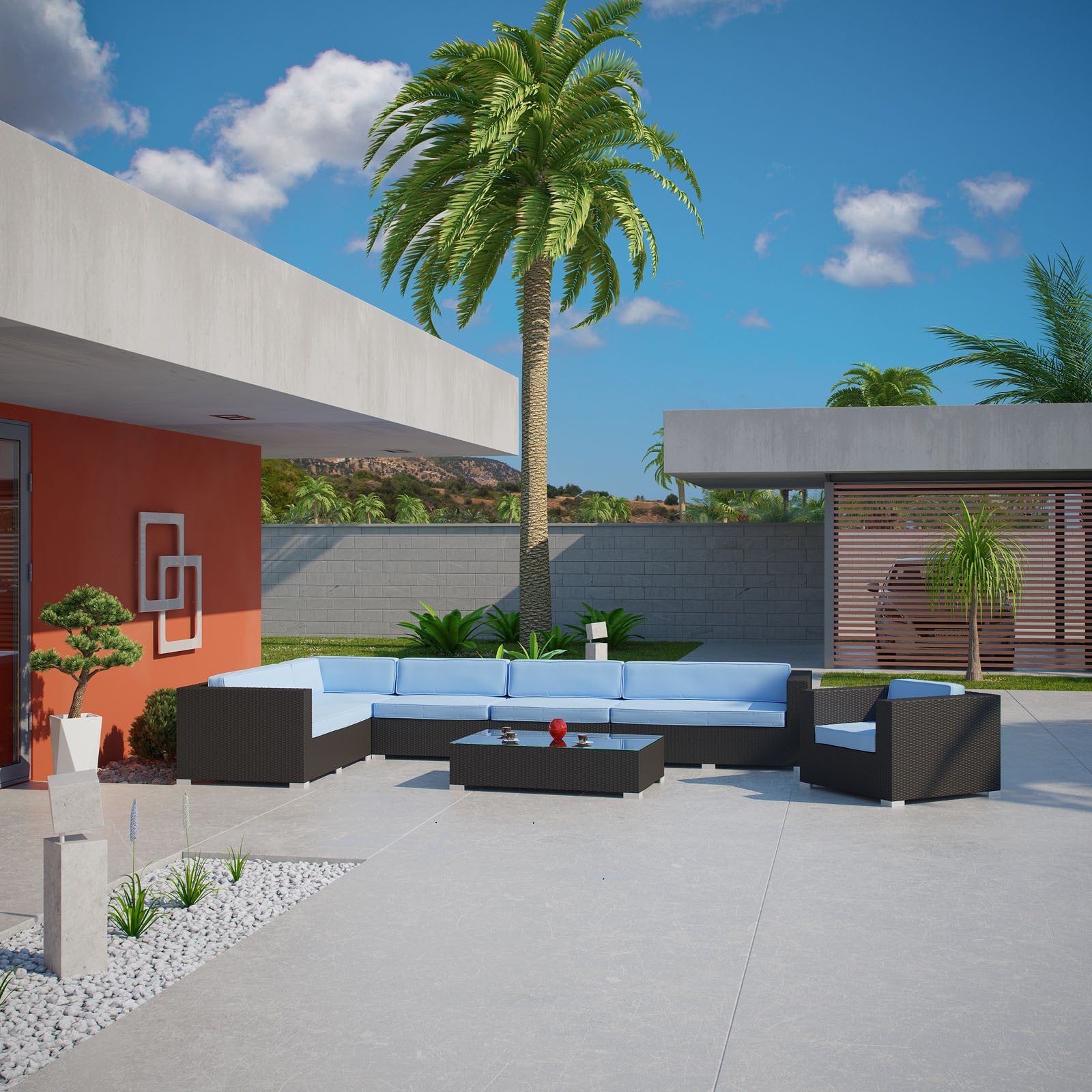 Santa Cruz 7 Piece Outdoor Patio Sectional Set - living-essentials