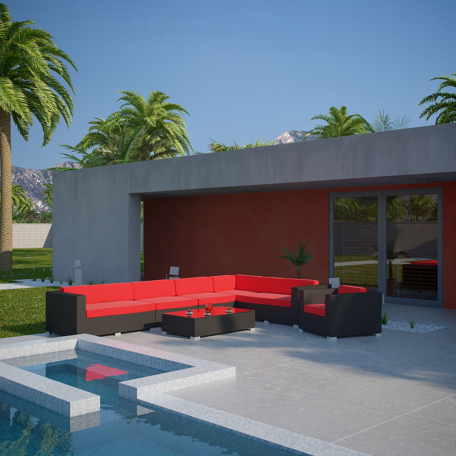 Santa Cruz 7 Piece Outdoor Patio Sectional Set - living-essentials