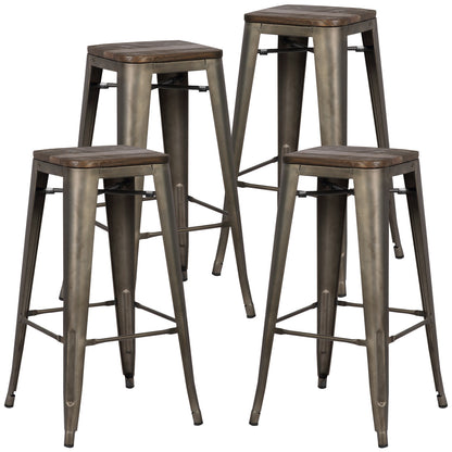 Tolix Style Trattoria 30" Bar/Counter Stool Set of 4 - living-essentials